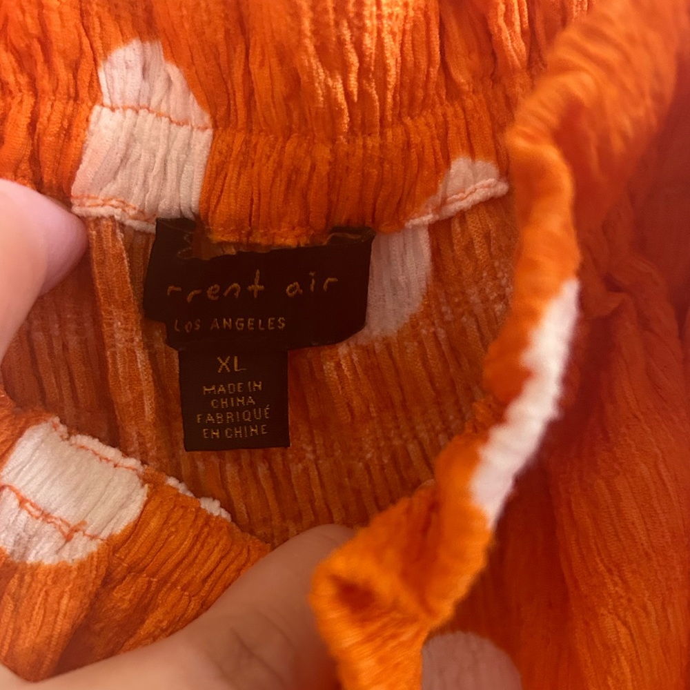 Anthropologie Orange Polka Dot Smocked Cami Top - Picture 4 of 5